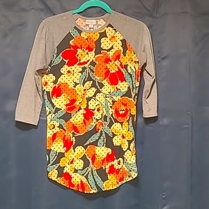 Extra small flower pattern elbow length sleeve shirt